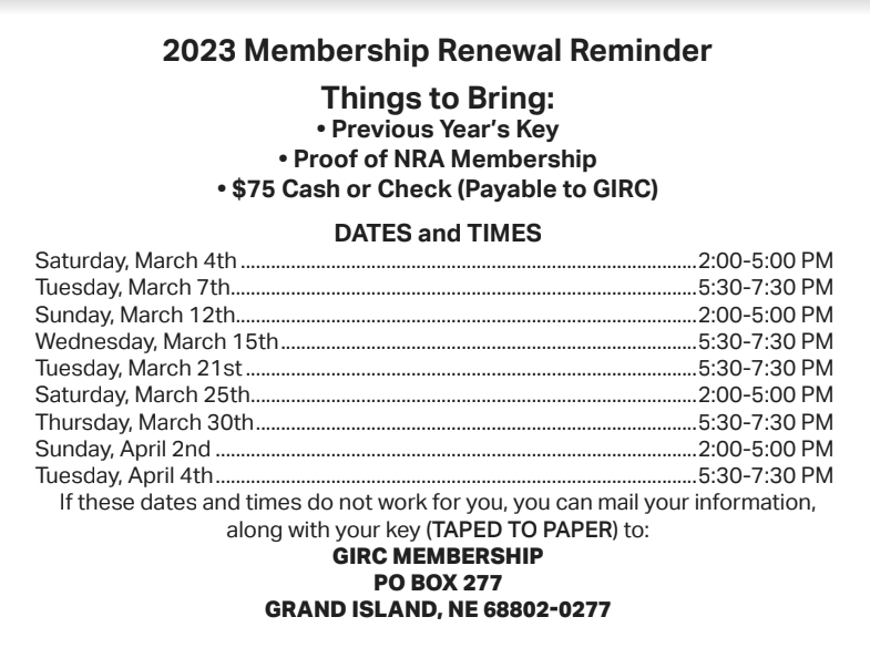Membership Renewal Dates 2023